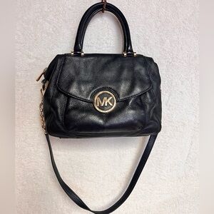 Michael Kors Black Satchel with Gold Accents